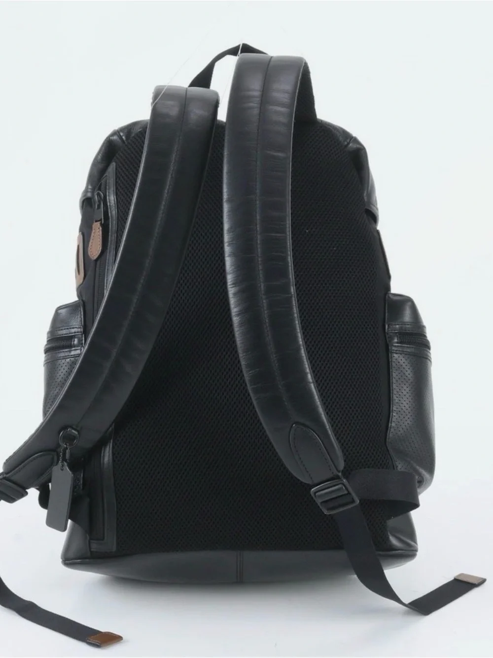 $650 COACH Terrain Trek Backpack Black Leather Rucksack.